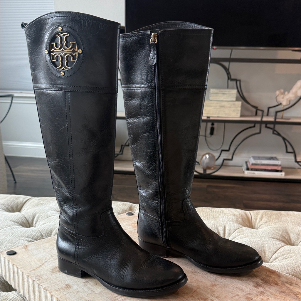Tory Burch Women’s 6 Black Leather Riding Boots